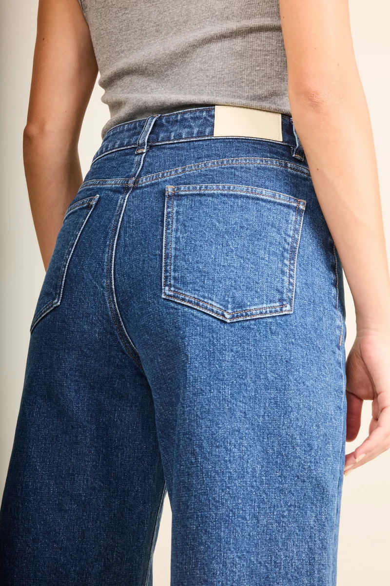 Jean wideleg poches plaquées bleu stone