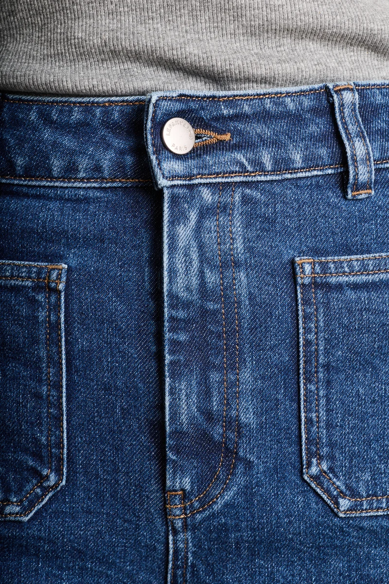 Jean wideleg poches plaquées bleu stone