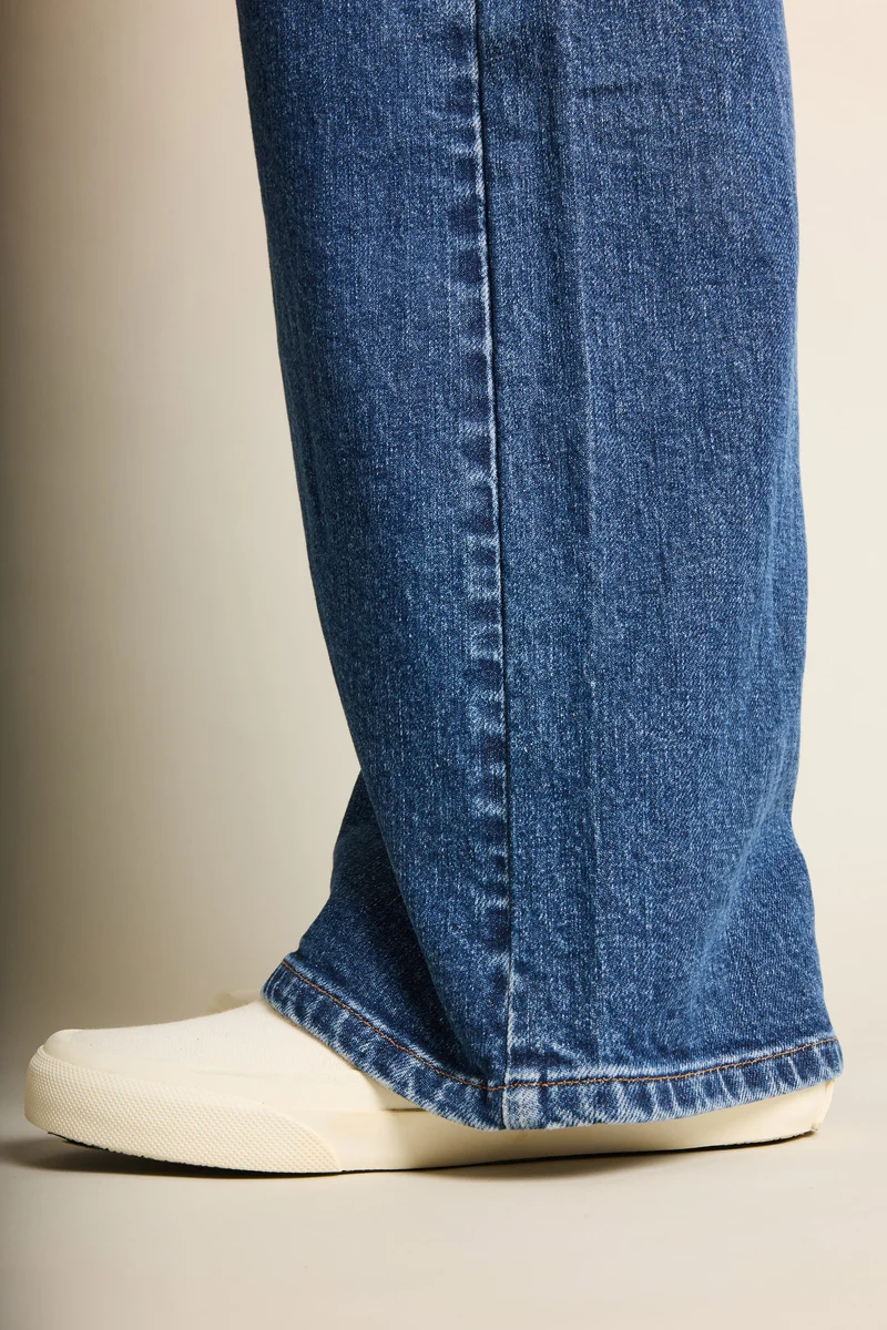 Jean wideleg poches plaquées bleu stone