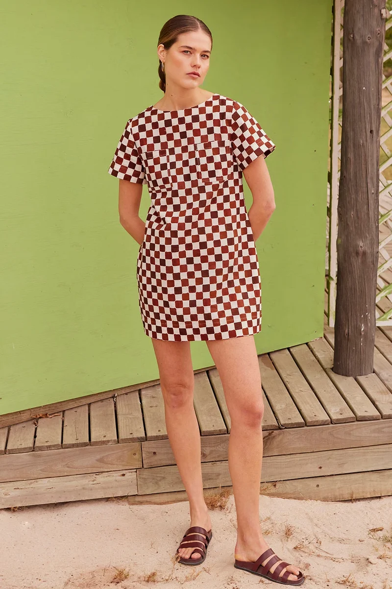 Robe Gaïa Echec et Mat Chocolat