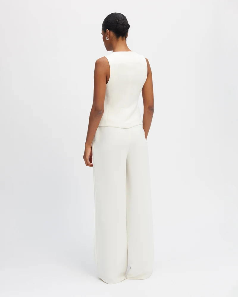 Pantalon palazzo Panama - Blanc