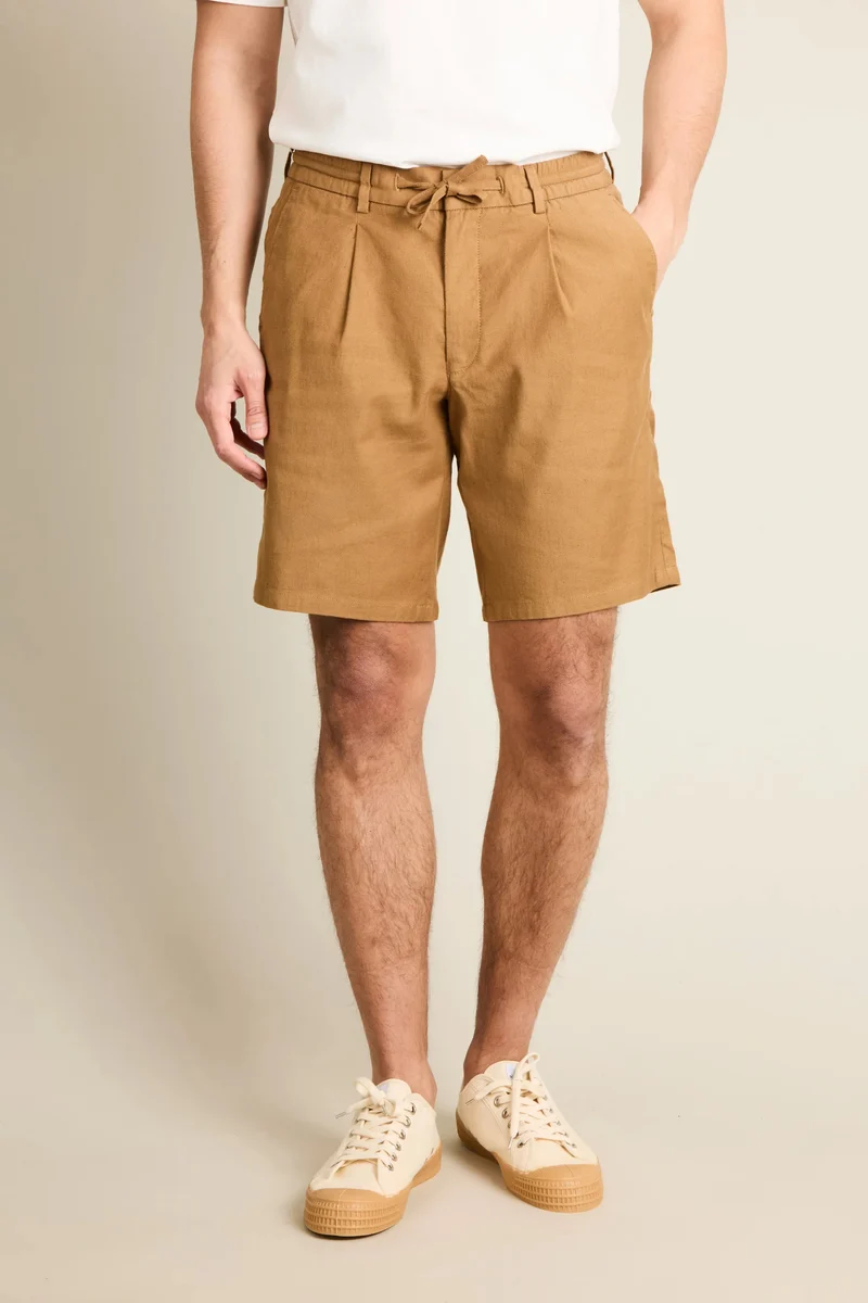 Bermuda coton-lin caramel