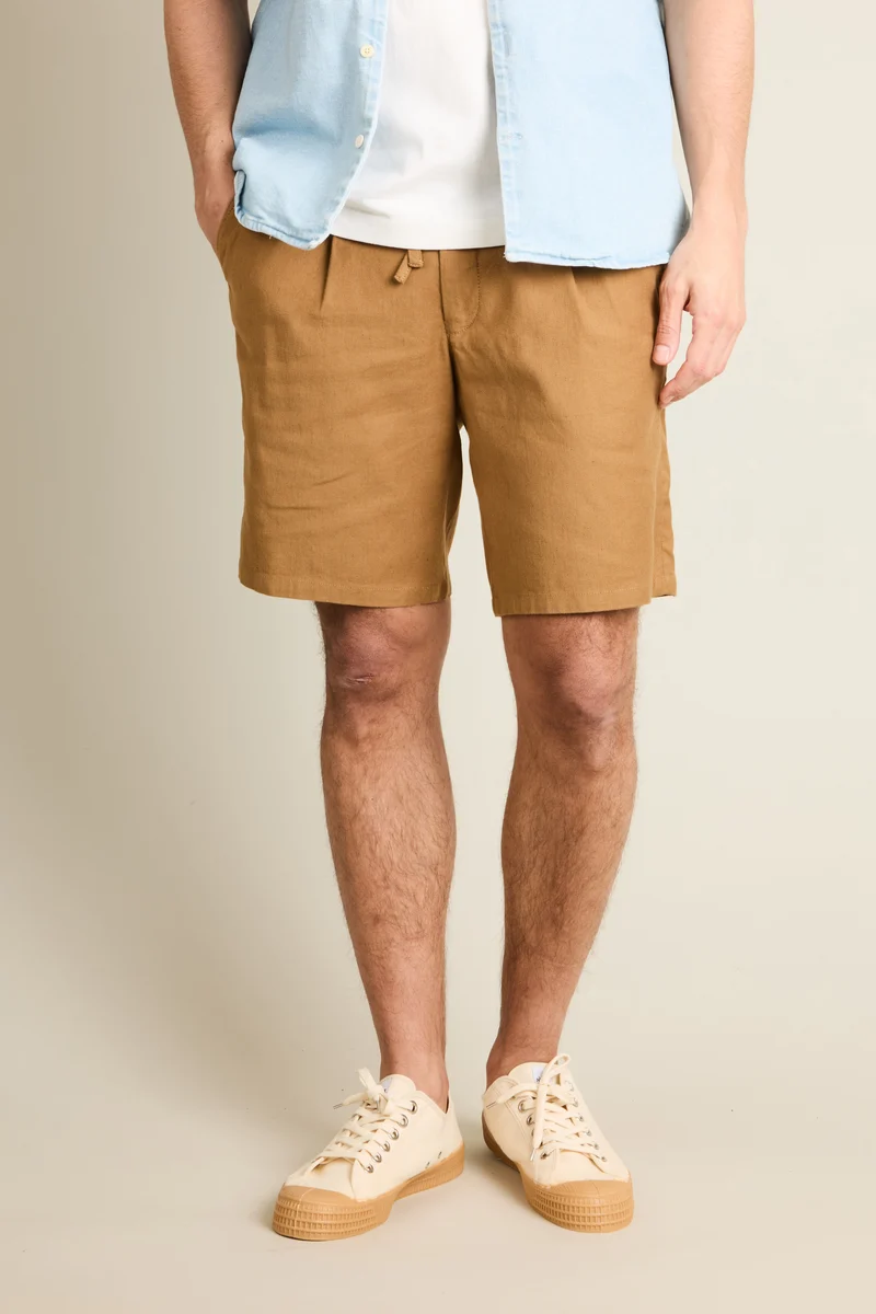 Bermuda coton-lin caramel