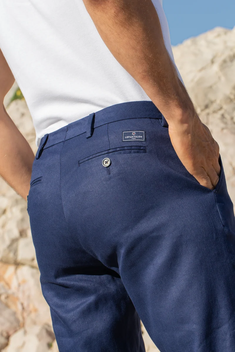 Chino Coton/Lin Bleu
