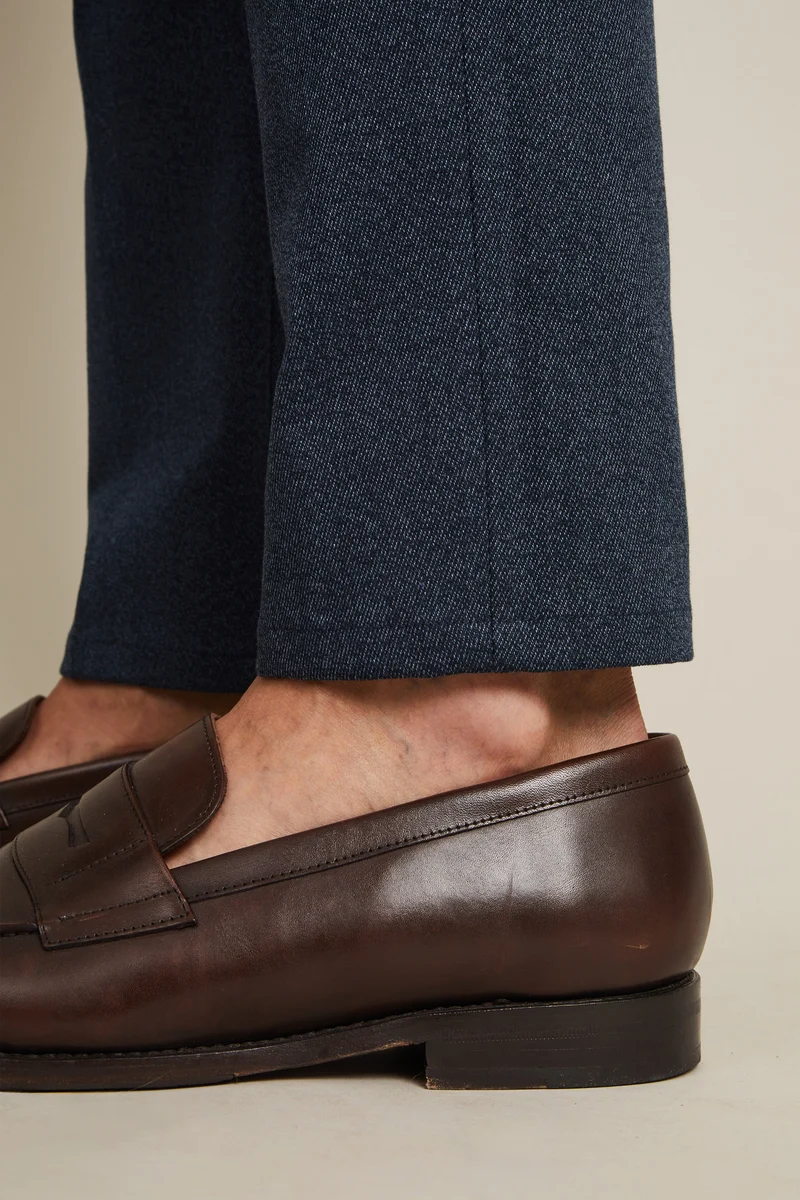 Pantalon double pinces flanelle bleu