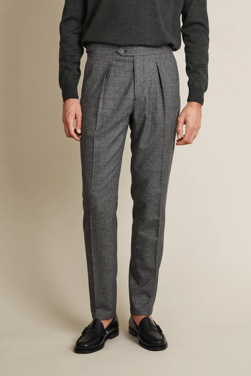 Pantalon patte de serrage laine gris