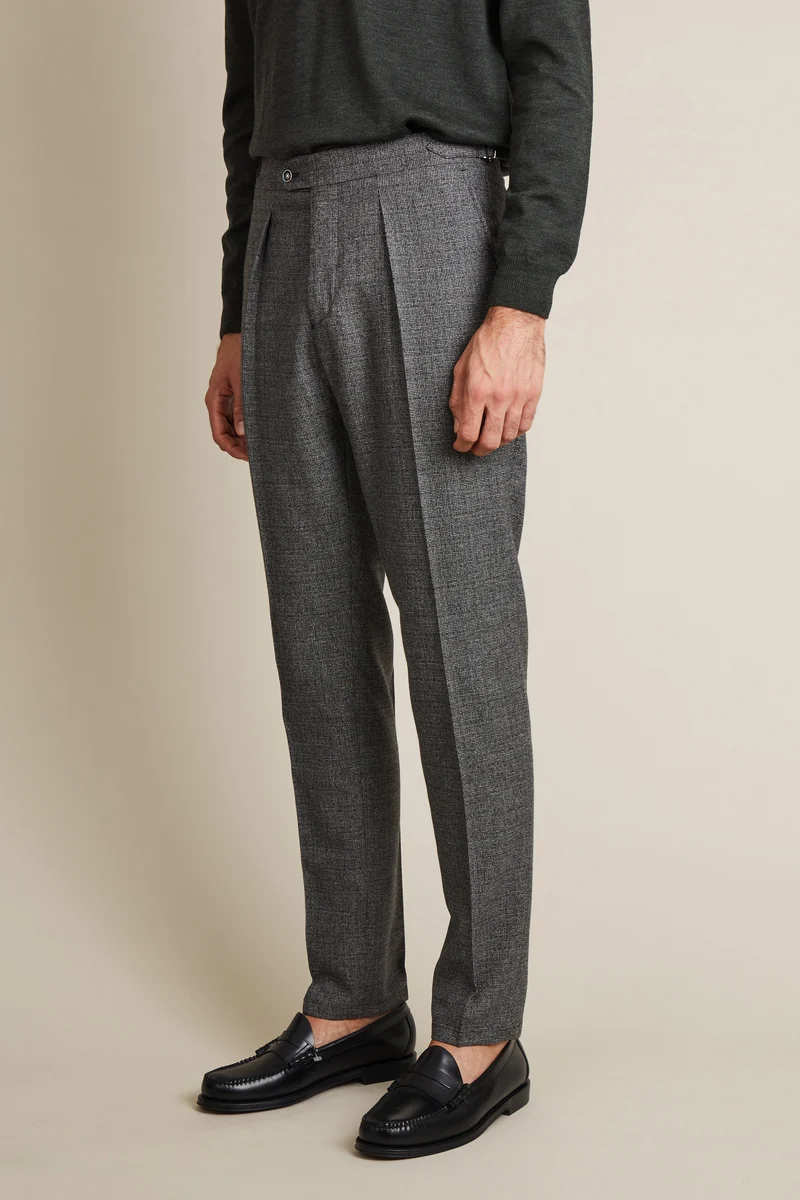 Pantalon patte de serrage laine gris