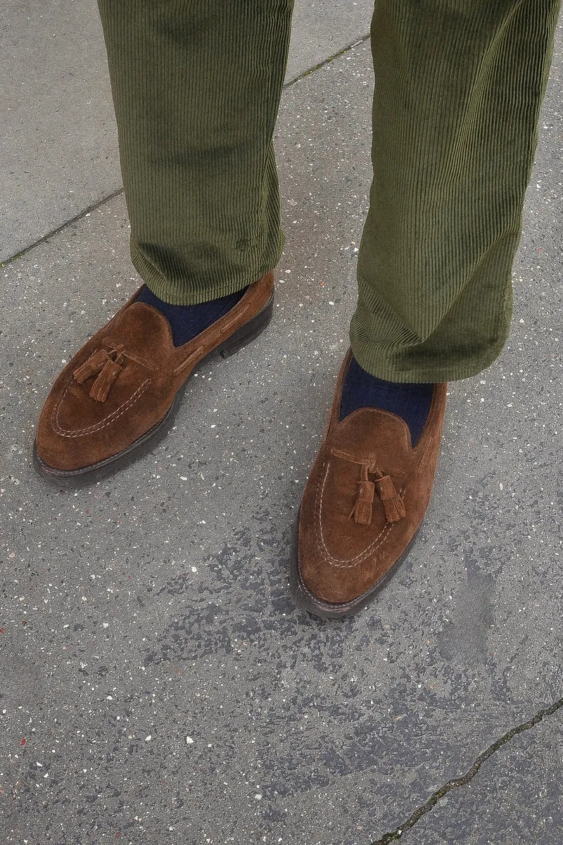 Chino à pinces velours kaki