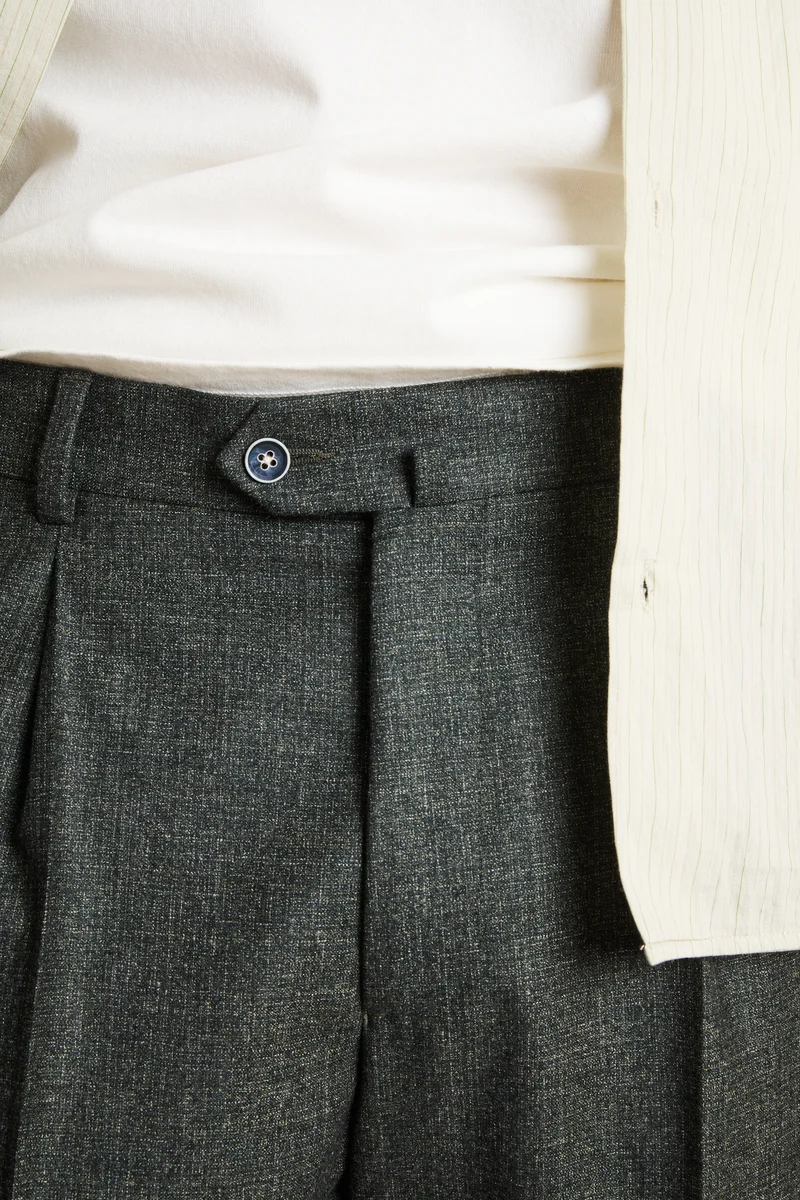 Pantalon à pinces flanelle vert