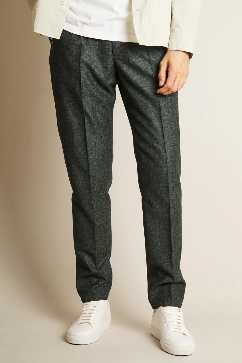 Pantalon à pinces flanelle vert