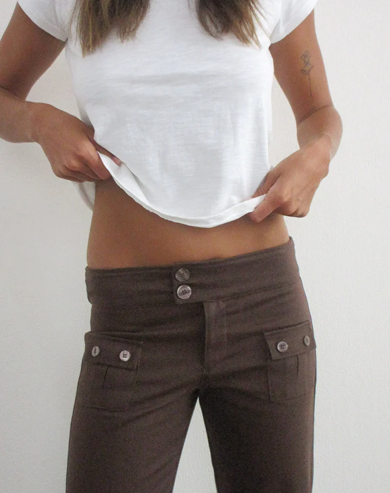 Pantalon Vanla Flare en sergé brossé marron