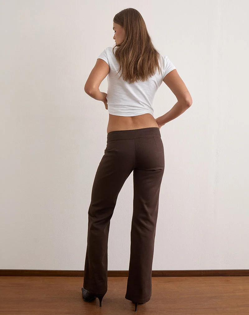 Pantalon Vanla Flare en sergé brossé marron