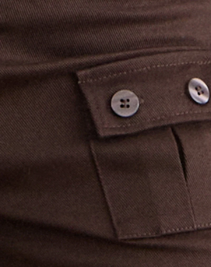 Pantalon Vanla Flare en sergé brossé marron