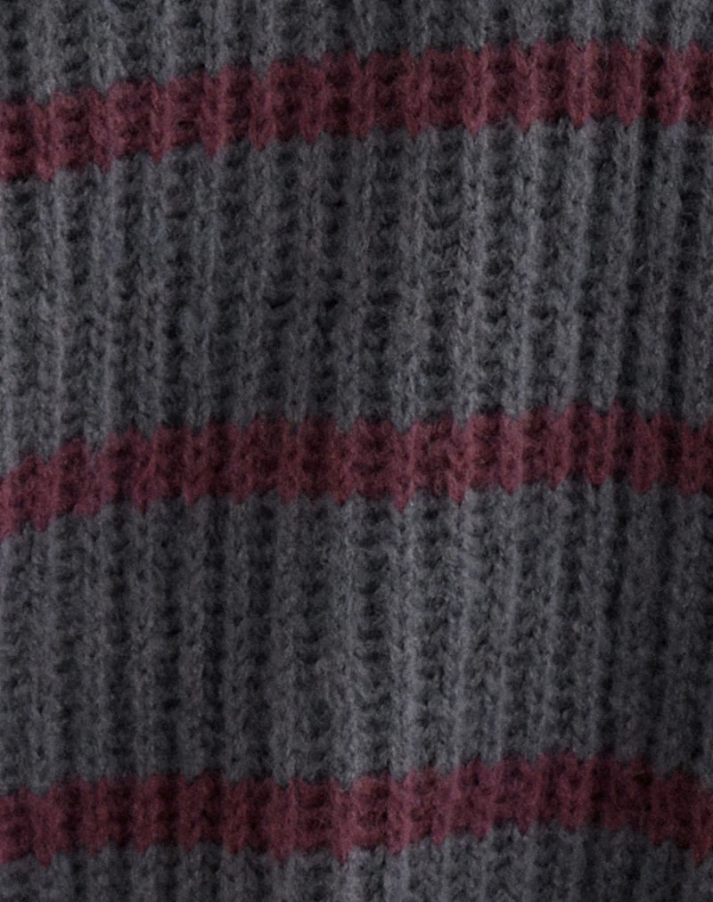 Pull Namirta gris à rayures « Raven Raspberry »