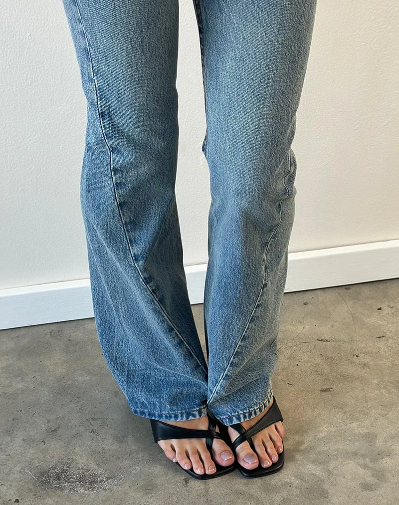 Jean taille très basse à coutures torsadées, couleur « True Blue »