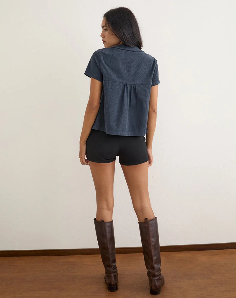 Chemise Kaylan en velours côtelé bleu marine