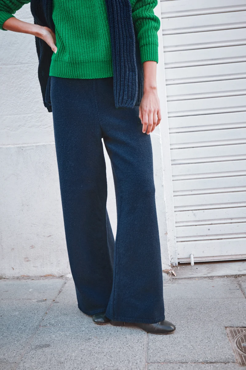 HELENE Knit Pants in Merino Wool - Navy