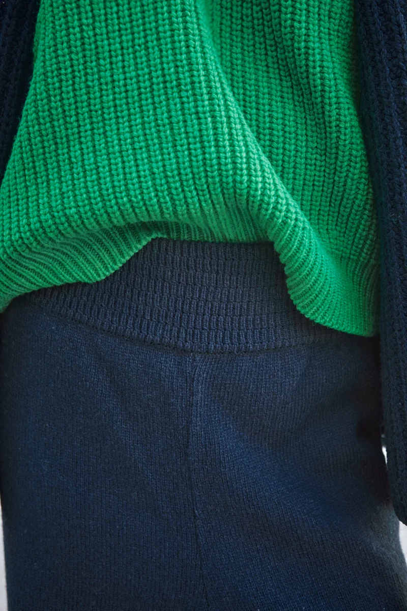 HELENE Knit Pants in Merino Wool - Navy