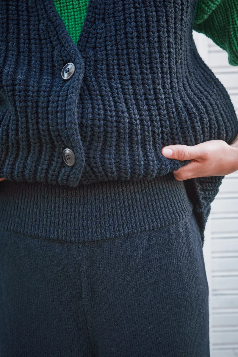 HELENE Knit Pants in Merino Wool - Navy