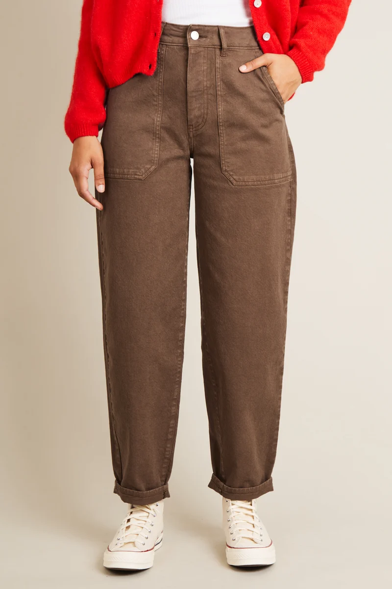Jean balloon marron