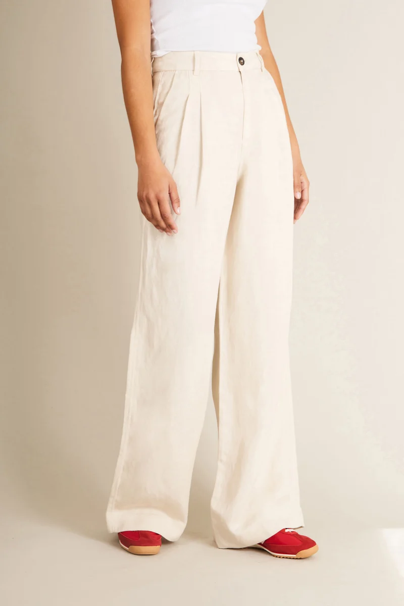Pantalon à pinces léger écru