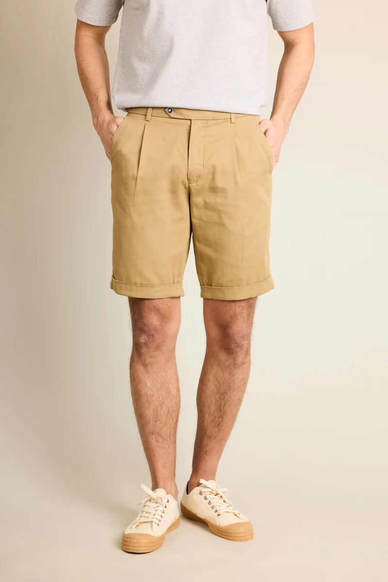 Bermuda texturé beige foncé