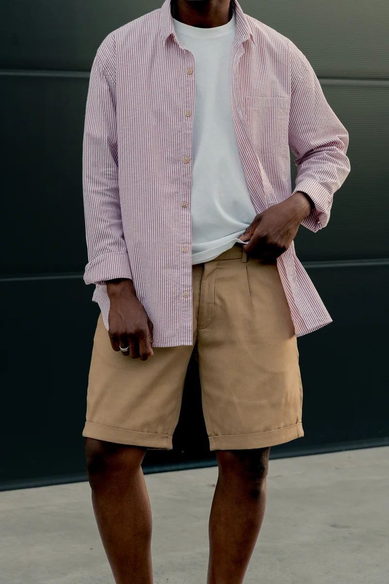 Bermuda texturé beige foncé