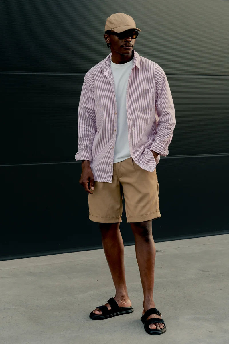 Bermuda texturé beige foncé