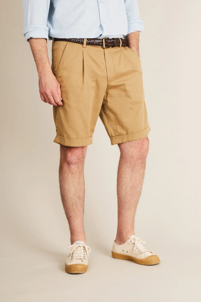 Bermuda texturé beige foncé