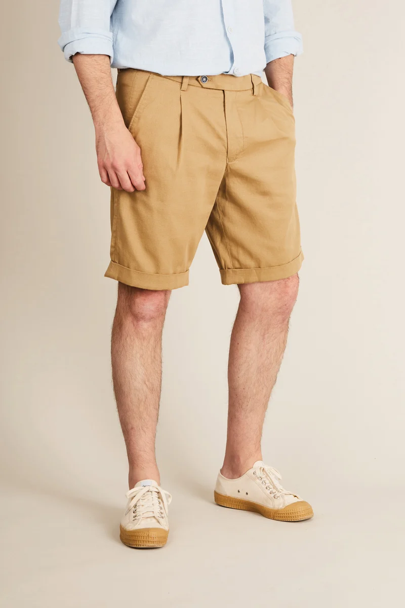 Bermuda texturé beige foncé
