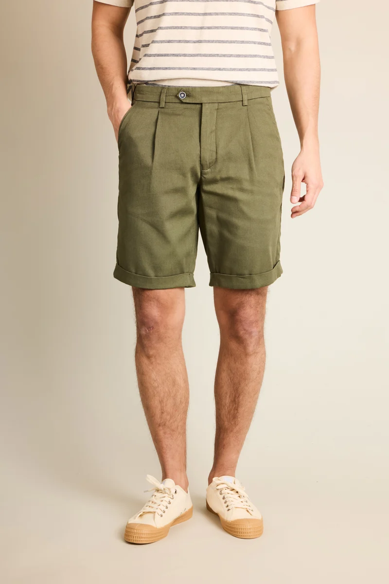 Bermuda texturé kaki foncé