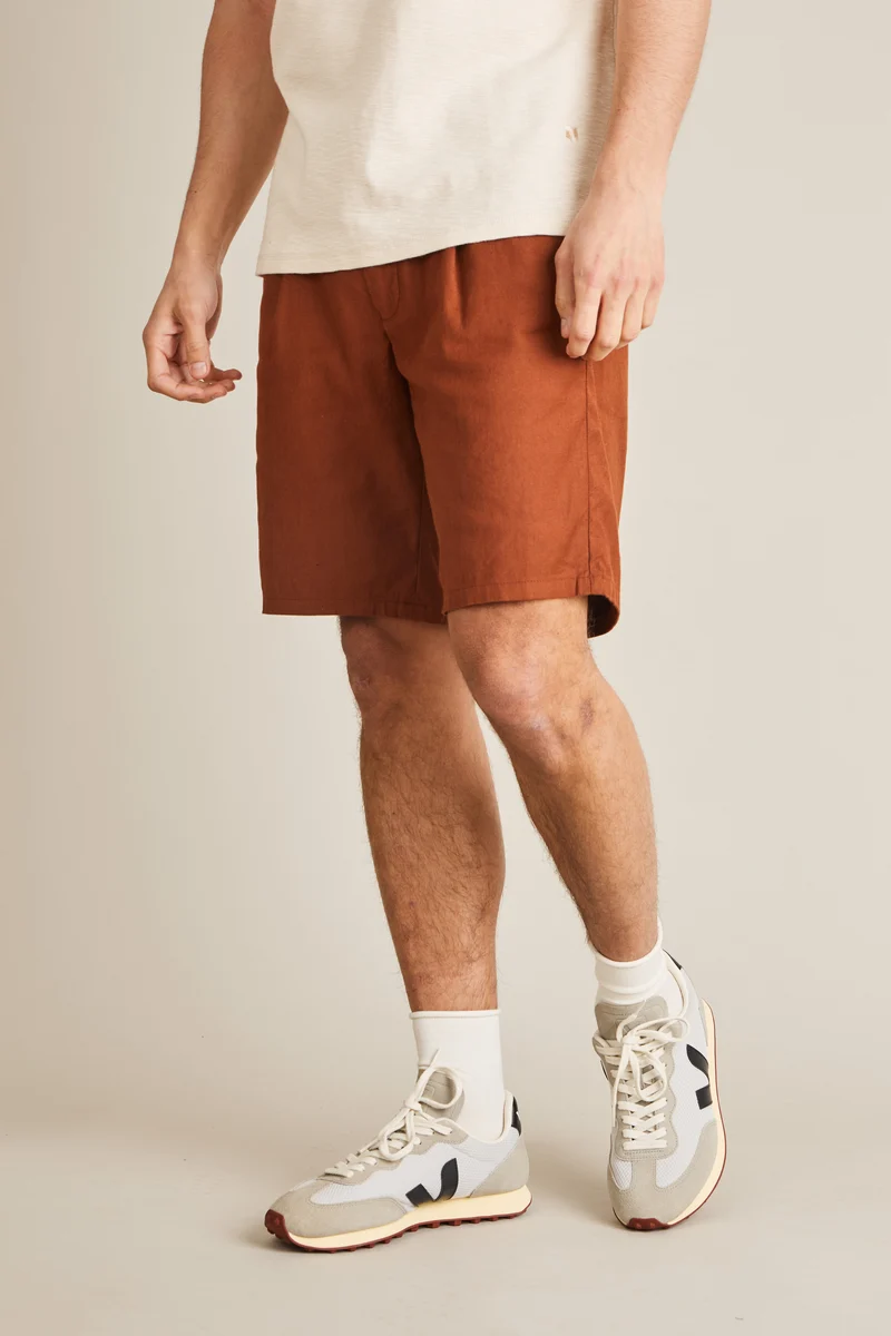 Bermuda coton-lin terracotta