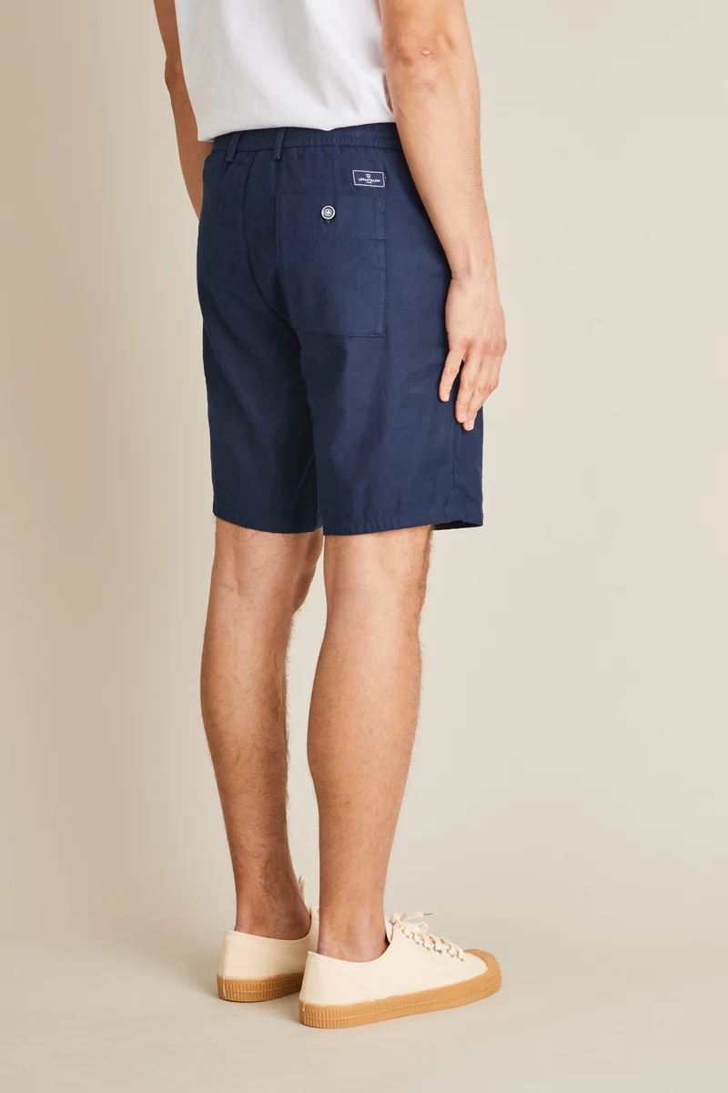 Bermuda coton-lin bleu marine