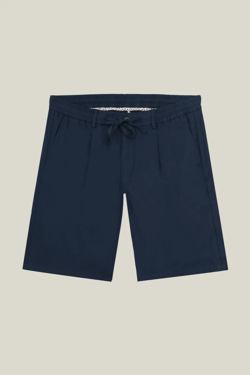 Bermuda coton-lin bleu marine