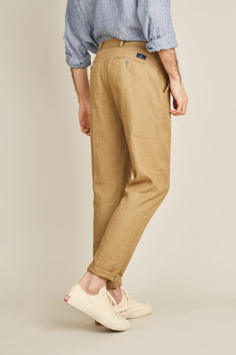 Pantalon lin beige foncé