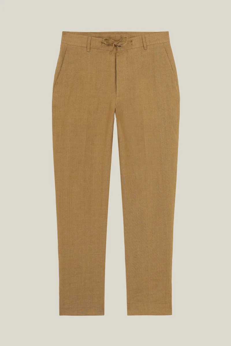 Pantalon lin beige foncé