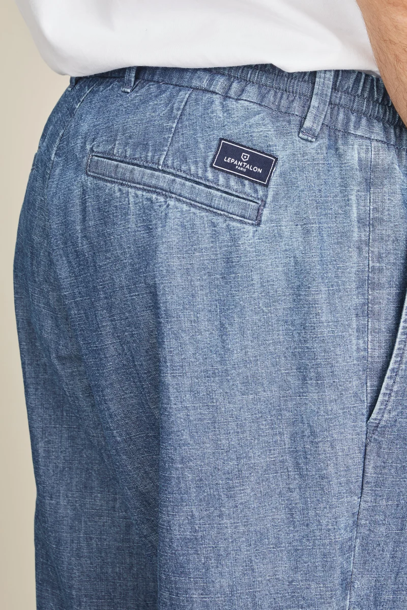 Pantalon jogpant chambray bleu