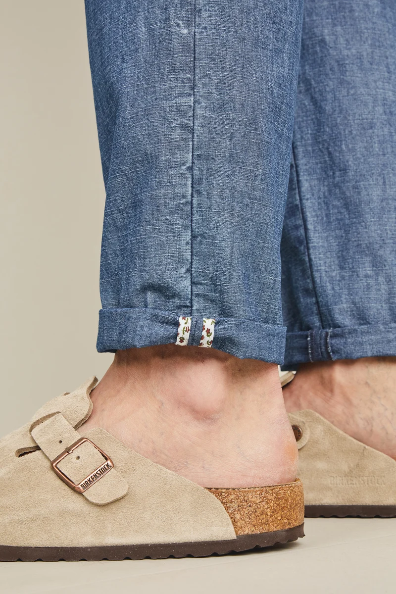 Pantalon jogpant chambray bleu