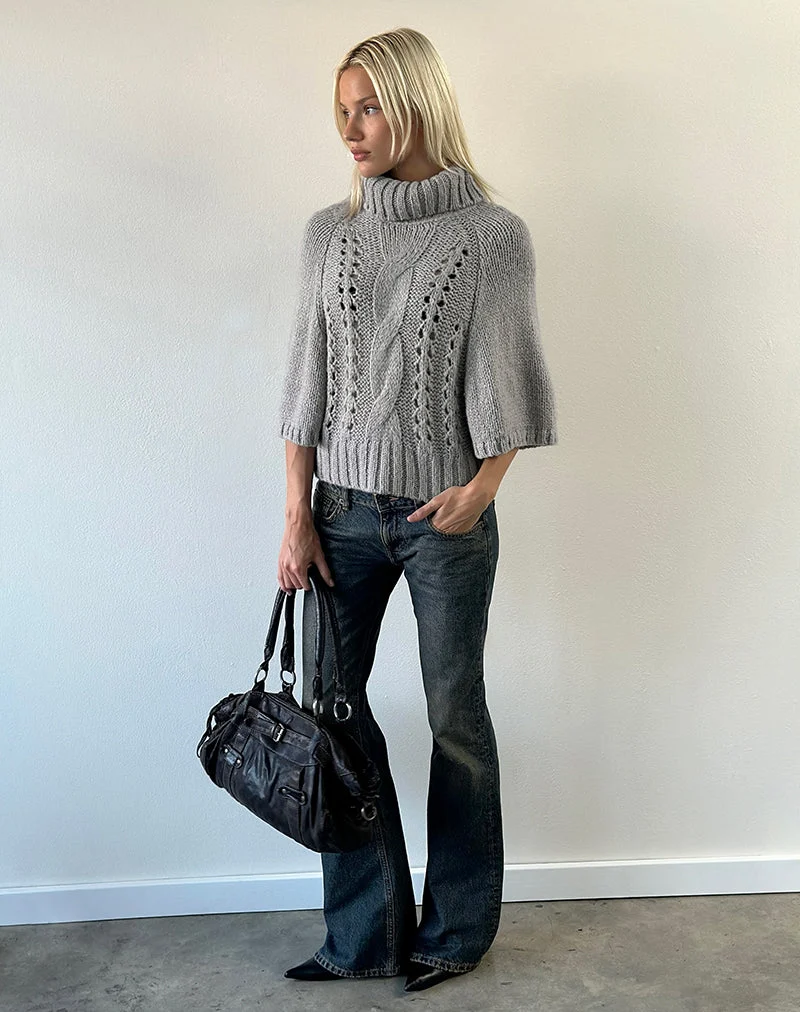Pull Oswin en maille torsadée, gris clair