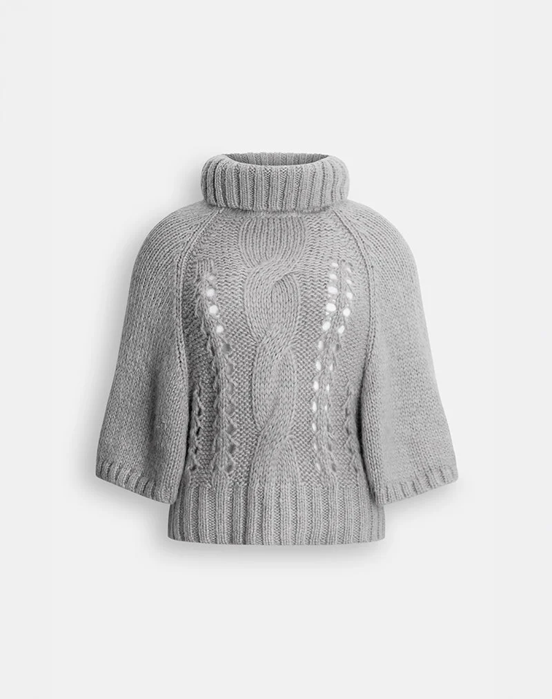 Pull Oswin en maille torsadée, gris clair
