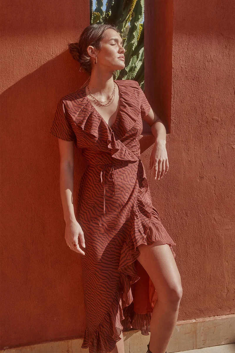 Robe Volage en soie Terre Cuite
