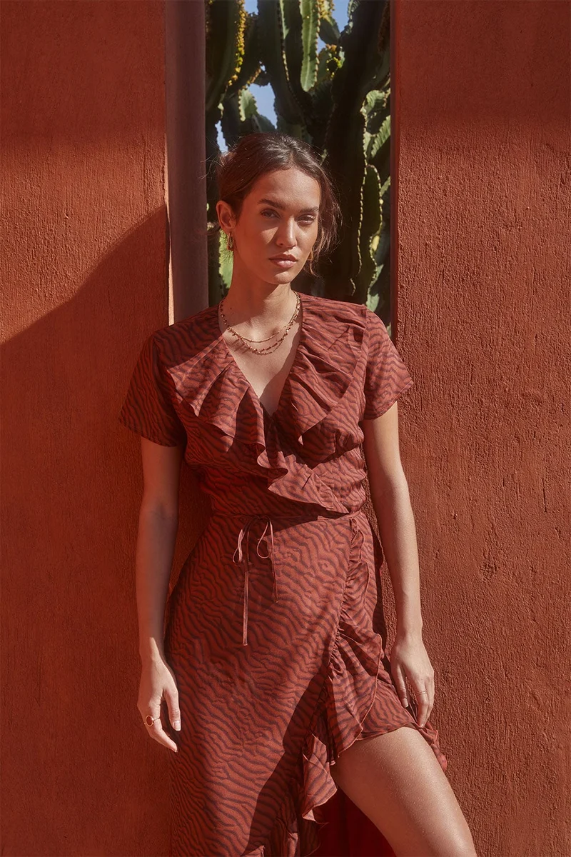 Robe Volage en soie Terre Cuite
