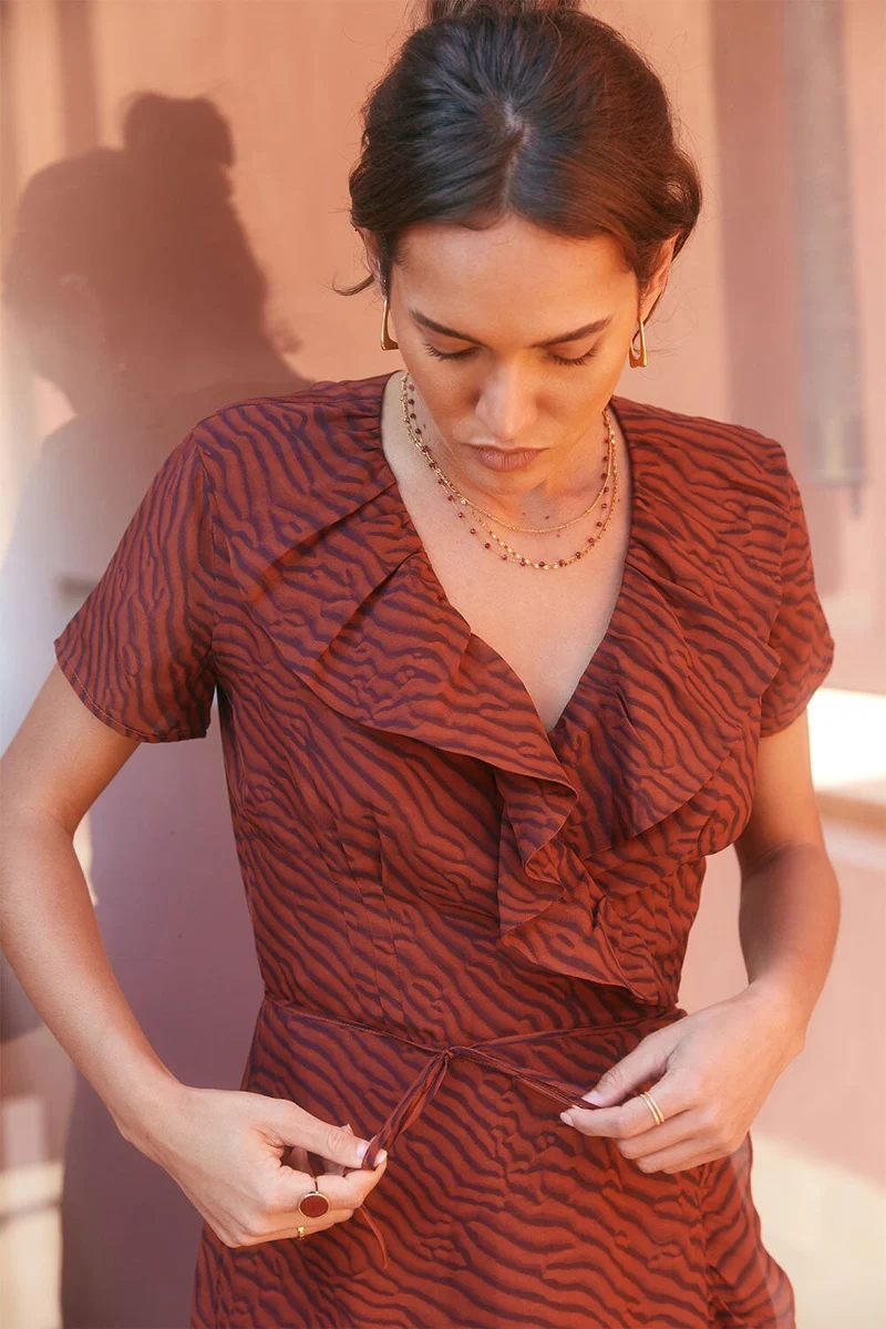 Robe Volage en soie Terre Cuite