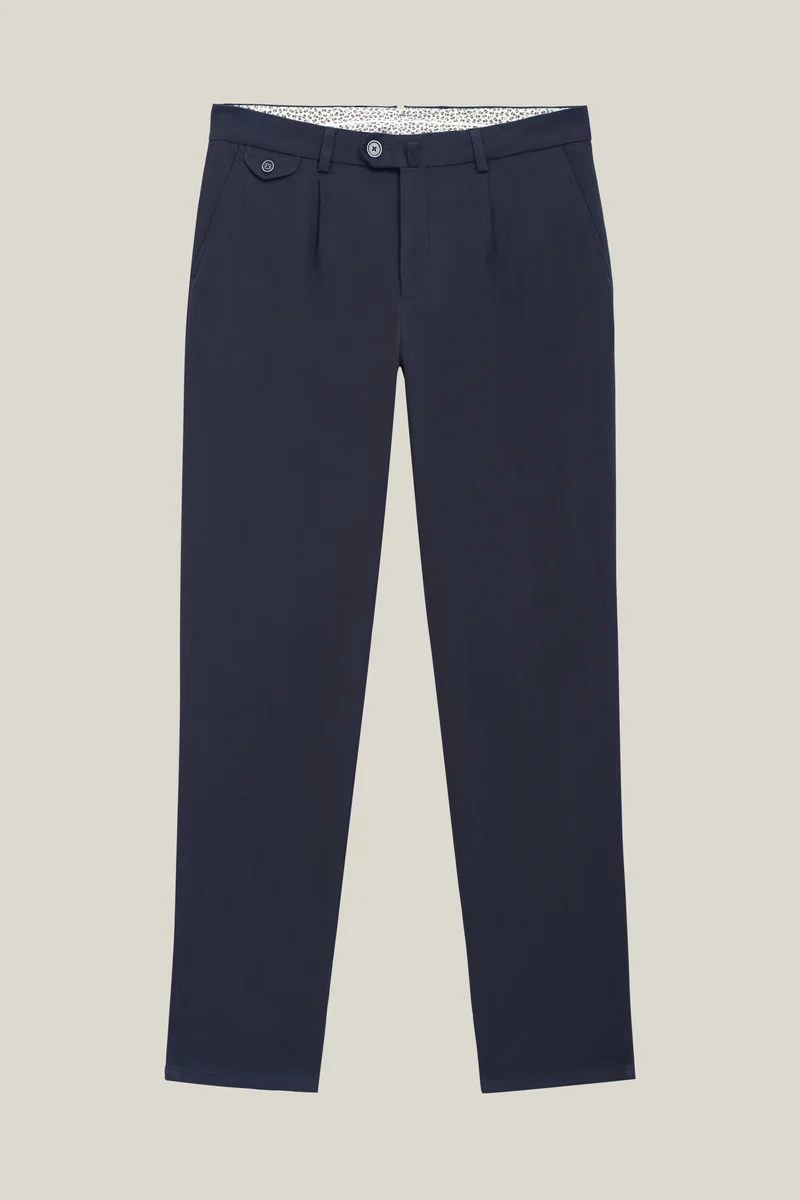 Chino à pinces marine