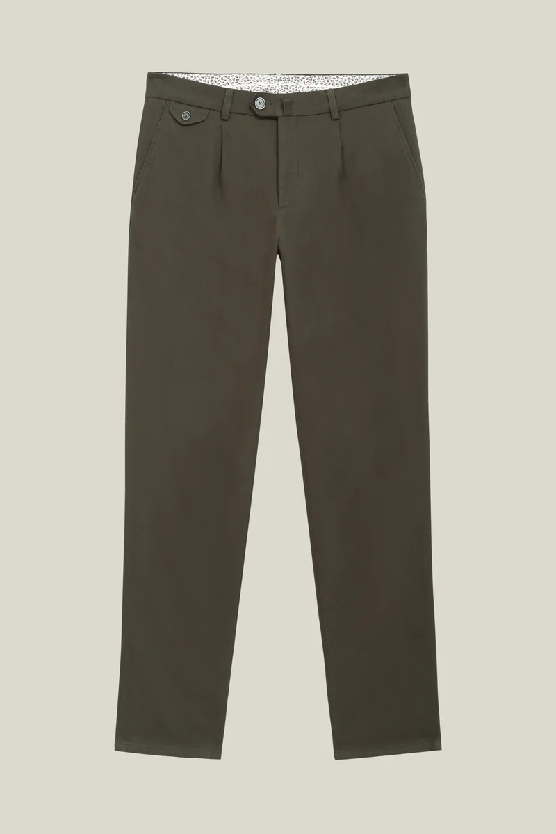 Chino à pinces kaki