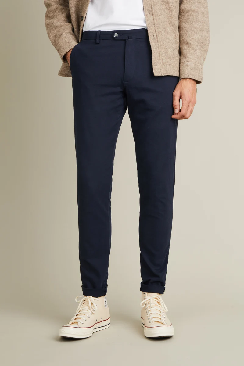 Chino texturé bleu marine