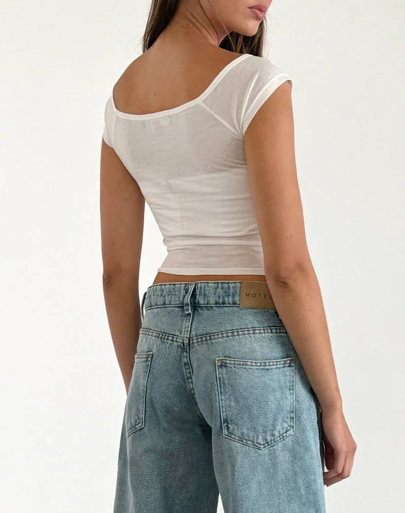 Jean à taille basse extra-large Roomy en bleu lavé vert
