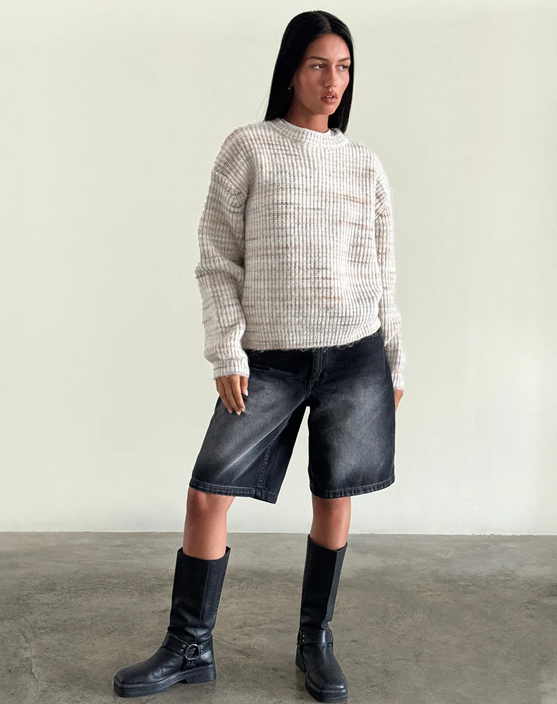 Short skater en jean taille basse, couleur « Extreme Black »