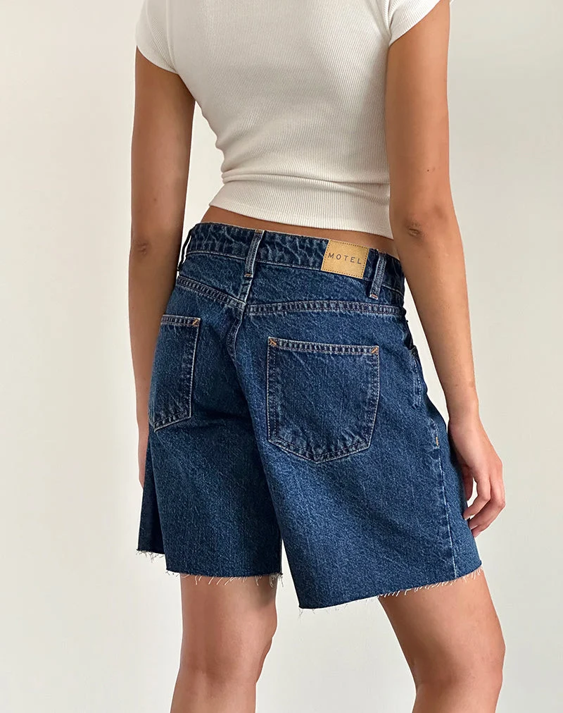 Short ample à taille basse en bleu moyen Used