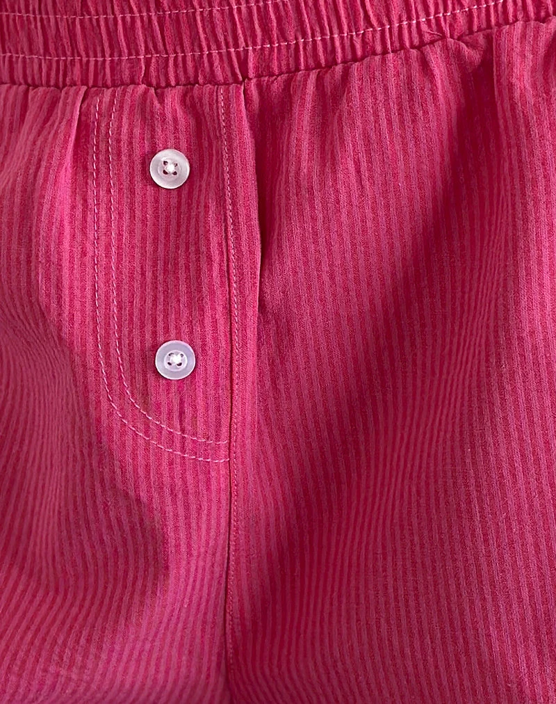 Short Voir en popeline rayée rouge et rose